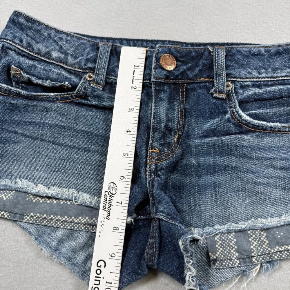 American Eagle AE Low Rise Micro Denim Shorts 4 Cut-Off Distressed Y2K Festival